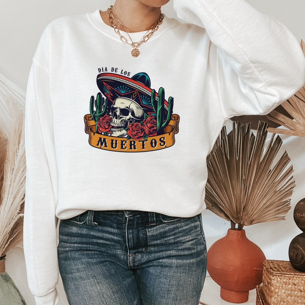 Dia de los Muertos White Sweatshirt